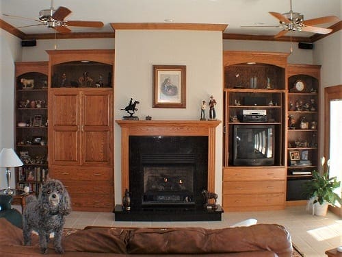 fireplace and bookcases by S&W Cabinets