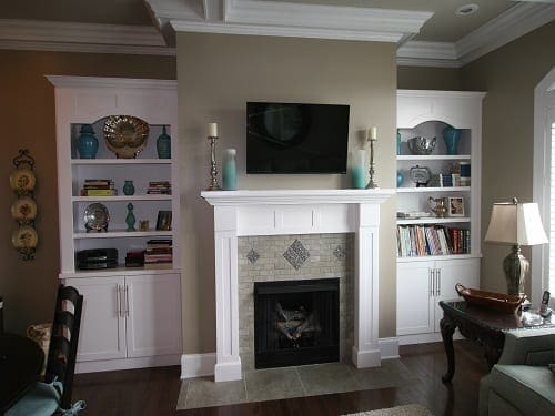 fireplace and bookcases by S&W Cabinets