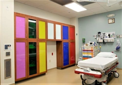 Mo Delta Medical Emergency Room with colorful cabinets