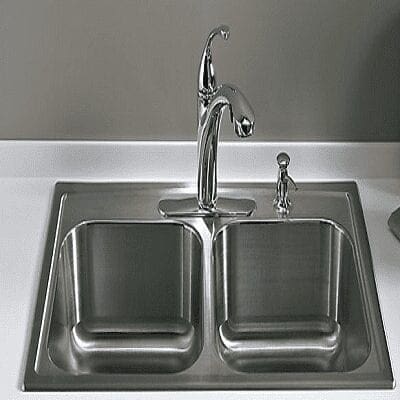sink with faucet and soap dispenser