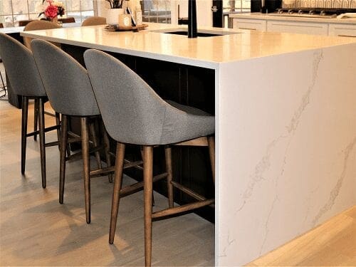 Likens Project bar with grey bar stools